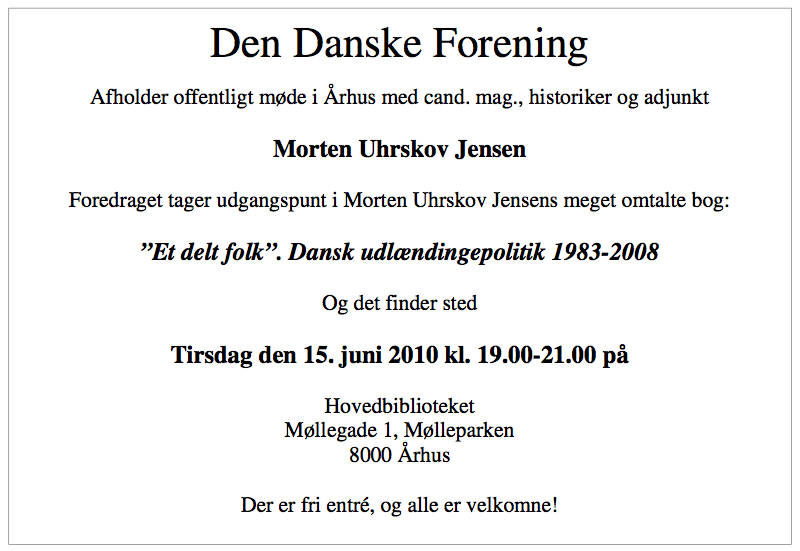 Mødeindkaldelsen fra Den Danske Forenings tidskrift 